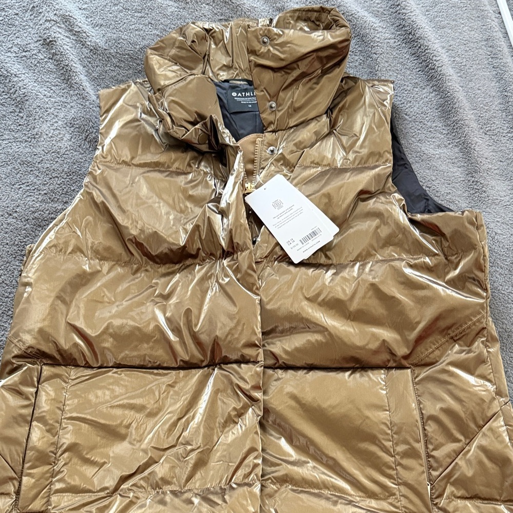 Athleta Shiny Gold Puffer Vest- NWT